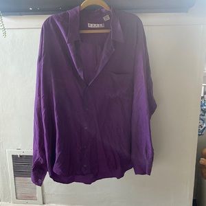 Vintage Basix purple button up with pink detailing XL